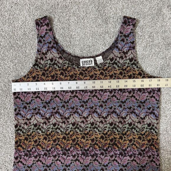 Chicos Design Tank Top Womens Size 2 Purple Blue Sheer Textured Knit Boho - Picture 6 of 8
